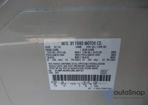 2018 Lincoln Mkx Premiere from USA, damaged, VIN 2LMPJ6JR5JBL48727